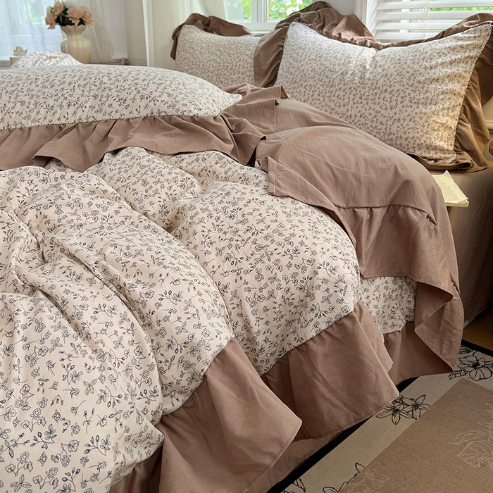 91家纺网 家纺一手货源 找家纺 （总）梦舒羽 2025新款水洗珍珠棉花边四件套学生宿舍套件复古风四件套