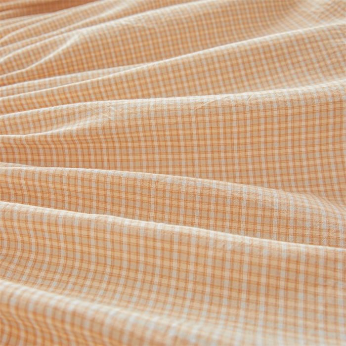 91家纺网 家纺一手货源 找家纺 优眠坊 2025新品全棉色织水洗棉纯棉夹棉抗菌绗缝床笠-幻格系列 方格-卡其