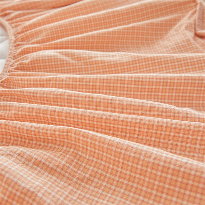 91家纺网 家纺一手货源 找家纺 优眠坊 2025新品全棉色织水洗棉纯棉夹棉抗菌绗缝床笠-幻格系列 方格-玉色