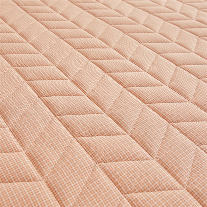 91家纺网 家纺一手货源 找家纺 优眠坊 2025新品全棉色织水洗棉纯棉夹棉抗菌绗缝床笠-幻格系列 方格-玉色