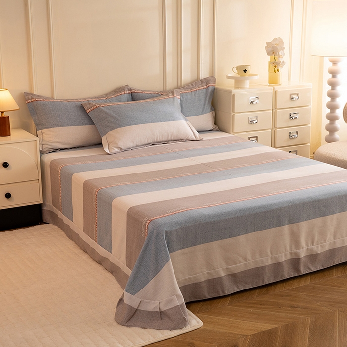 91家纺网 家纺一手货源 找家纺 简如   2025新款全棉磨毛印花四件套（有买家秀提供）波利梦条