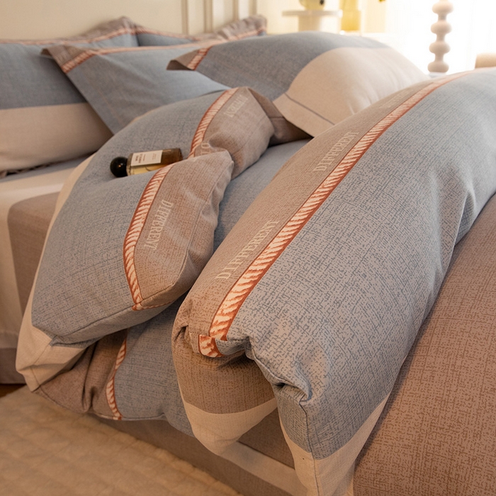 91家纺网 家纺一手货源 找家纺 简如   2025新款全棉磨毛印花四件套（有买家秀提供）波利梦条