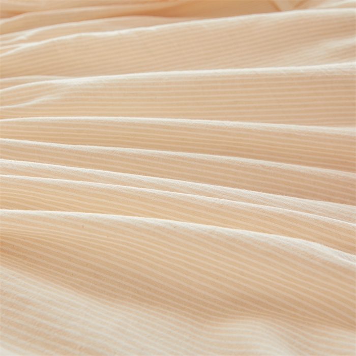 91家纺网 家纺一手货源 找家纺 优眠坊 2025新品全棉色织水洗棉纯棉夹棉抗菌绗缝床笠-幻格系列 条纹-卡其