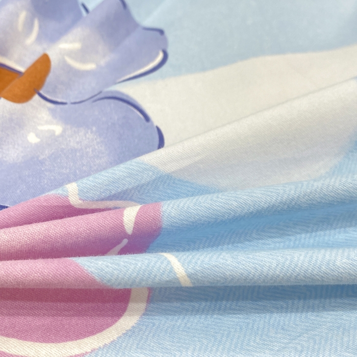 91家纺网 家纺一手货源 找家纺 昊翔家纺 2025新款100%全棉纯棉加厚磨毛四件套 花田与夏-蓝