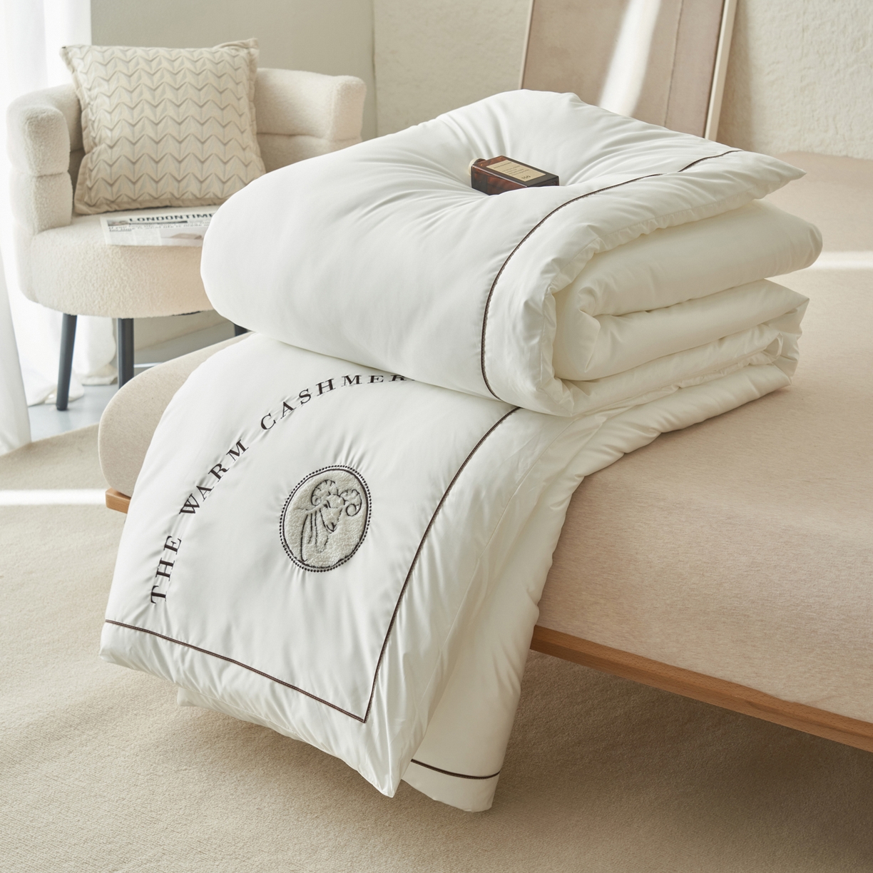 91家纺网 家纺一手货源 找家纺 子由家居 2025新款贴布绣澳洲进口羊毛被被子被芯 羊毛被-白色