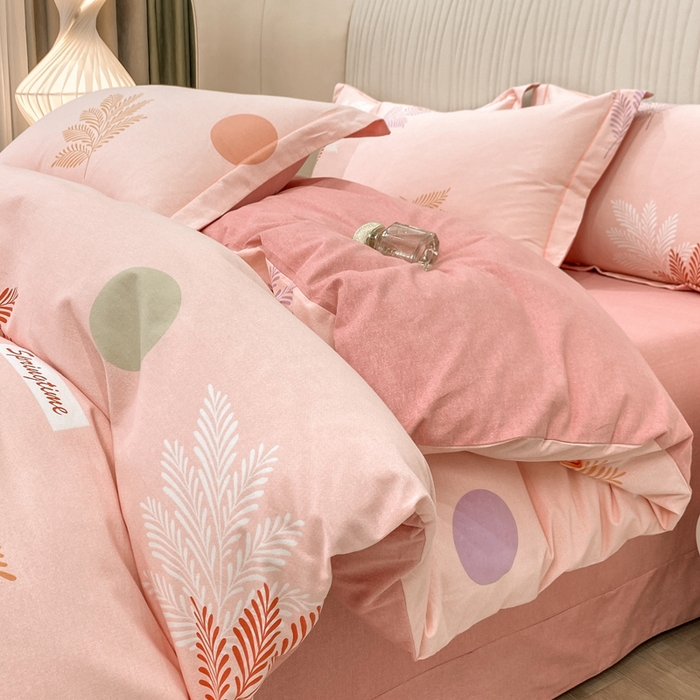 昊翔家纺 2025新款100%全棉纯棉加厚磨毛四件套 花枝漫漫-粉