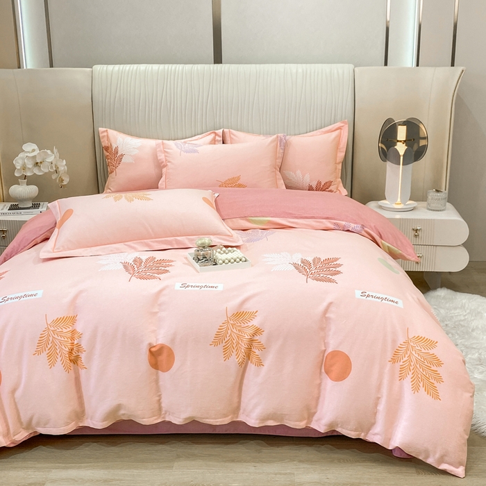 91家纺网 家纺一手货源 找家纺 昊翔家纺 2025新款100%全棉纯棉加厚磨毛四件套 花枝漫漫-粉