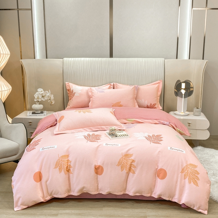 91家纺网 家纺一手货源 找家纺 昊翔家纺 2025新款100%全棉纯棉加厚磨毛四件套 花枝漫漫-粉