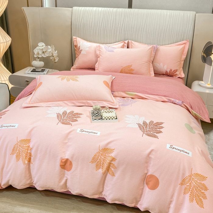 91家纺网 家纺一手货源 找家纺 昊翔家纺 2025新款100%全棉纯棉加厚磨毛四件套 花枝漫漫-粉