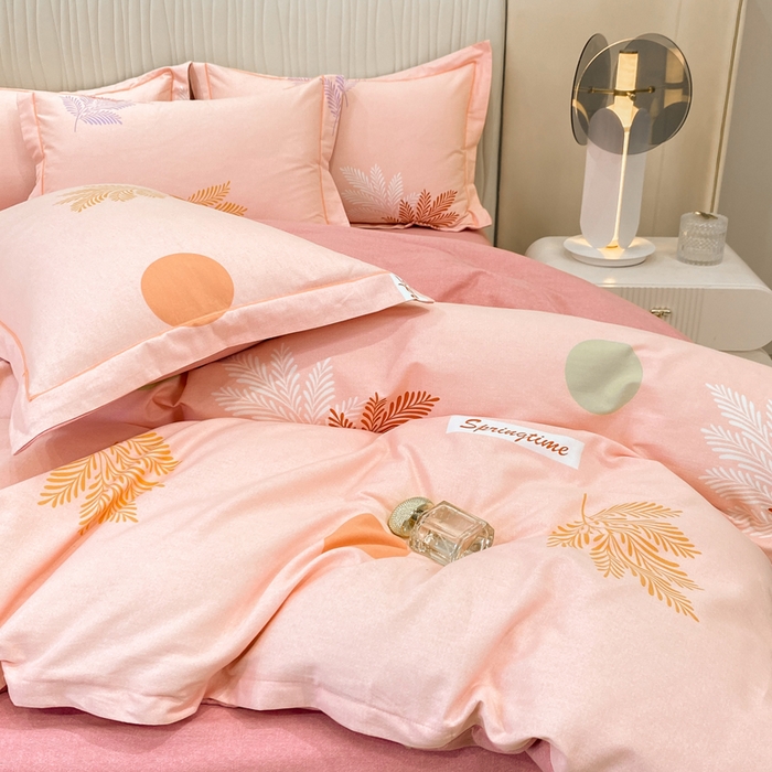 91家纺网 家纺一手货源 找家纺 昊翔家纺 2025新款100%全棉纯棉加厚磨毛四件套 花枝漫漫-粉