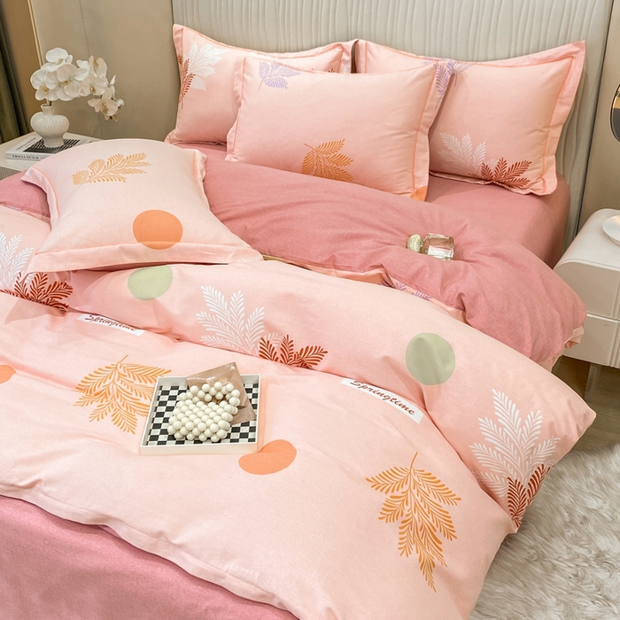 91家纺网 家纺一手货源 找家纺 昊翔家纺 2025新款100%全棉纯棉加厚磨毛四件套 花枝漫漫-粉