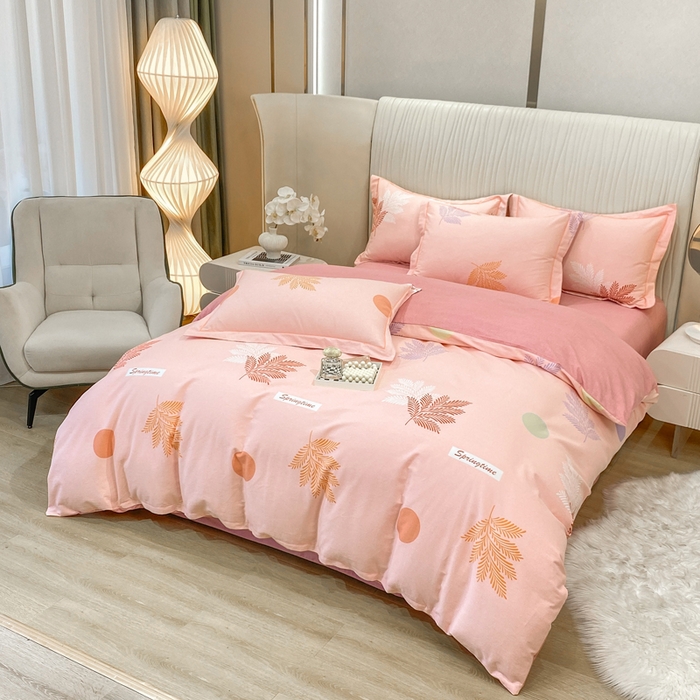 91家纺网 家纺一手货源 找家纺 昊翔家纺 2025新款100%全棉纯棉加厚磨毛四件套 花枝漫漫-粉