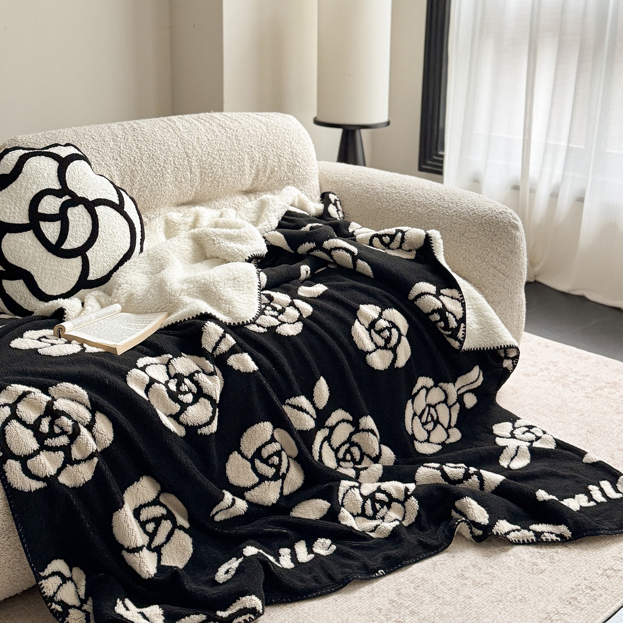 91家纺网 家纺一手货源 找家纺 繁花家居 2025新款阳离子羊羔绒毛毯毯子 夜玫馨