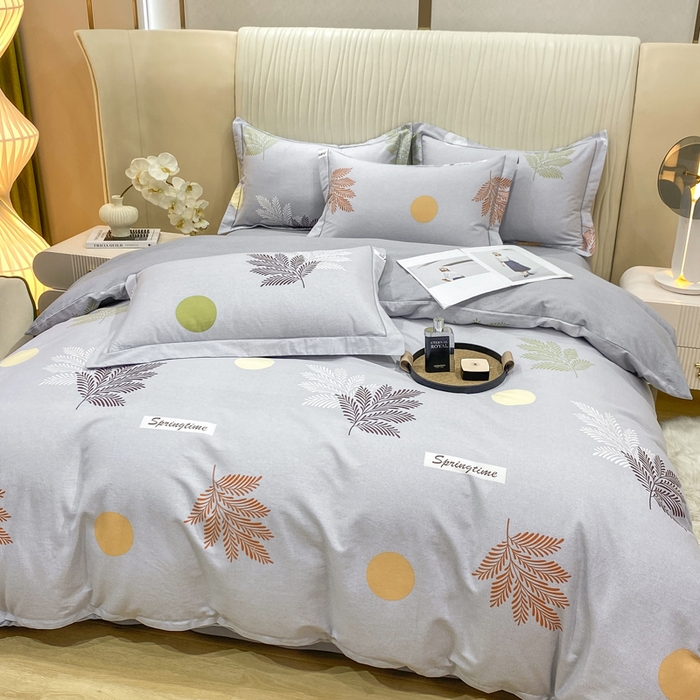 91家纺网 家纺一手货源 找家纺 昊翔家纺 2025新款100%全棉纯棉加厚磨毛四件套 花枝漫漫-灰