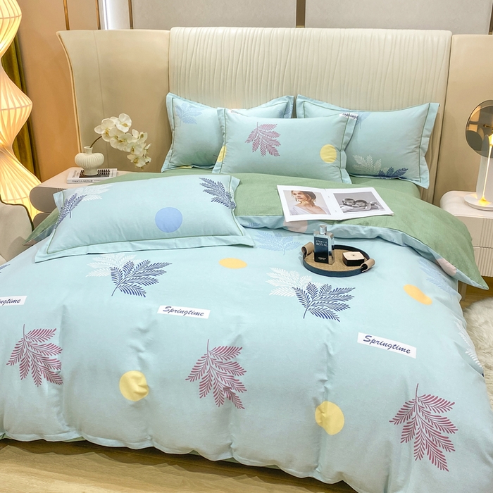 91家纺网 家纺一手货源 找家纺 昊翔家纺 2025新款100%全棉纯棉加厚磨毛四件套 花枝漫漫-绿