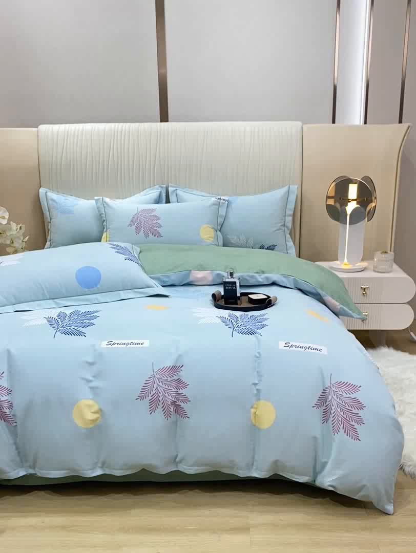 91家纺网 家纺一手货源 找家纺 昊翔家纺 2025新款100%全棉纯棉加厚磨毛四件套 花枝漫漫-绿