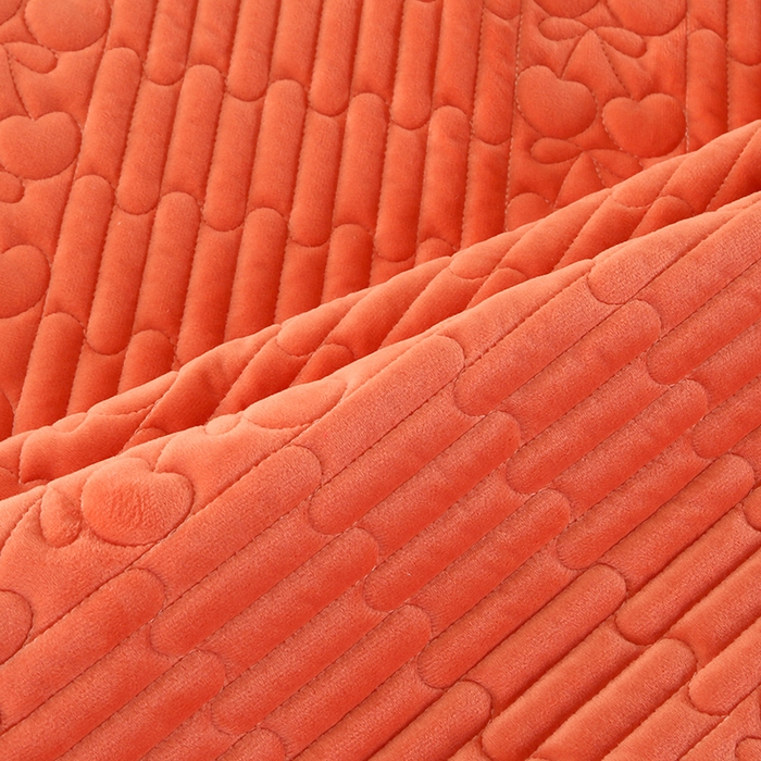 91家纺网 家纺一手货源 找家纺 栩裕纺织 2025新款宝宝绒夹棉单床盖-大蕾丝花边款 橙色