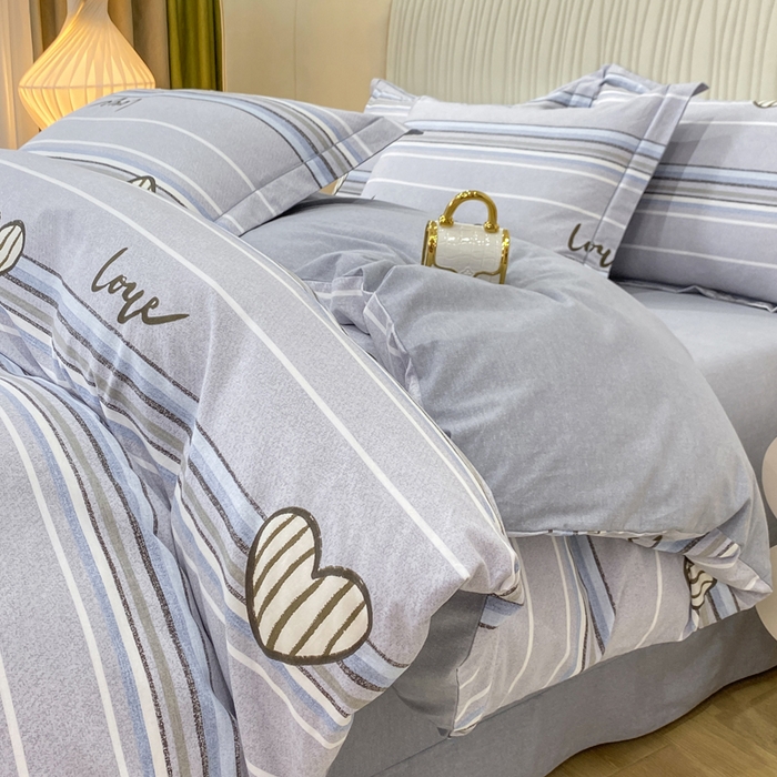 昊翔家纺 2025新款100%全棉纯棉加厚磨毛四件套 可心柔-灰