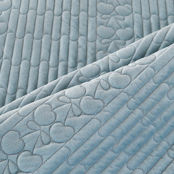 91家纺网 家纺一手货源 找家纺 栩裕纺织 2025新款宝宝绒夹棉单床盖-大蕾丝花边款 湖蓝