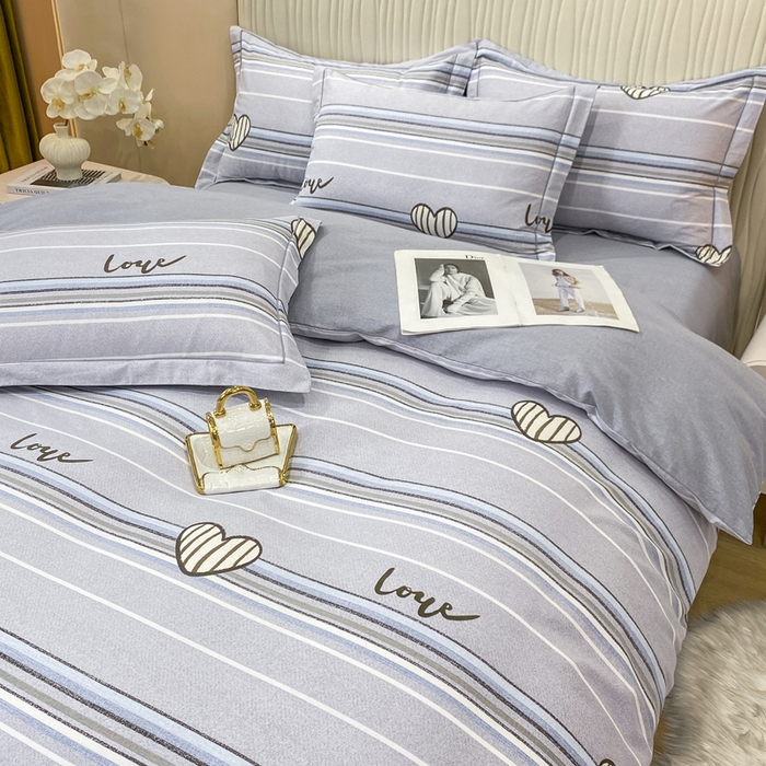 91家纺网 家纺一手货源 找家纺 昊翔家纺 2025新款100%全棉纯棉加厚磨毛四件套 可心柔-灰