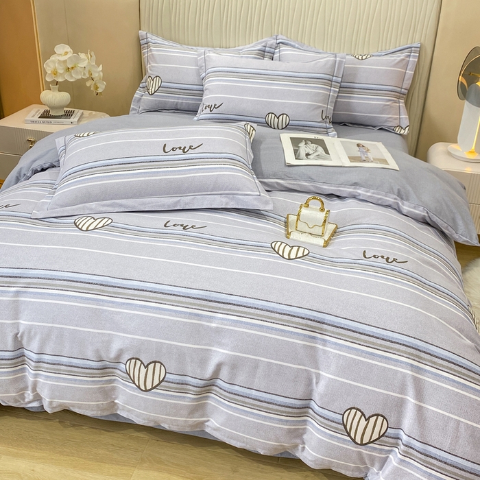 91家纺网 家纺一手货源 找家纺 昊翔家纺 2025新款100%全棉纯棉加厚磨毛四件套 可心柔-灰