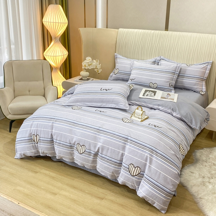 91家纺网 家纺一手货源 找家纺 昊翔家纺 2025新款100%全棉纯棉加厚磨毛四件套 可心柔-灰