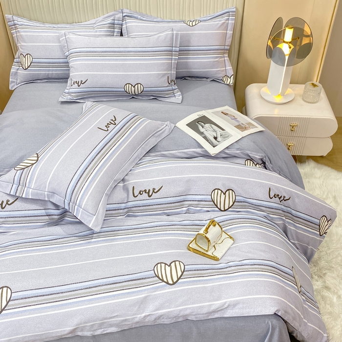 91家纺网 家纺一手货源 找家纺 昊翔家纺 2025新款100%全棉纯棉加厚磨毛四件套 可心柔-灰