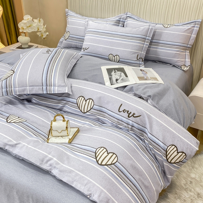 91家纺网 家纺一手货源 找家纺 昊翔家纺 2025新款100%全棉纯棉加厚磨毛四件套 可心柔-灰