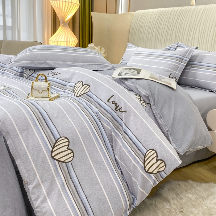 91家纺网 家纺一手货源 找家纺 昊翔家纺 2025新款100%全棉纯棉加厚磨毛四件套 可心柔-灰