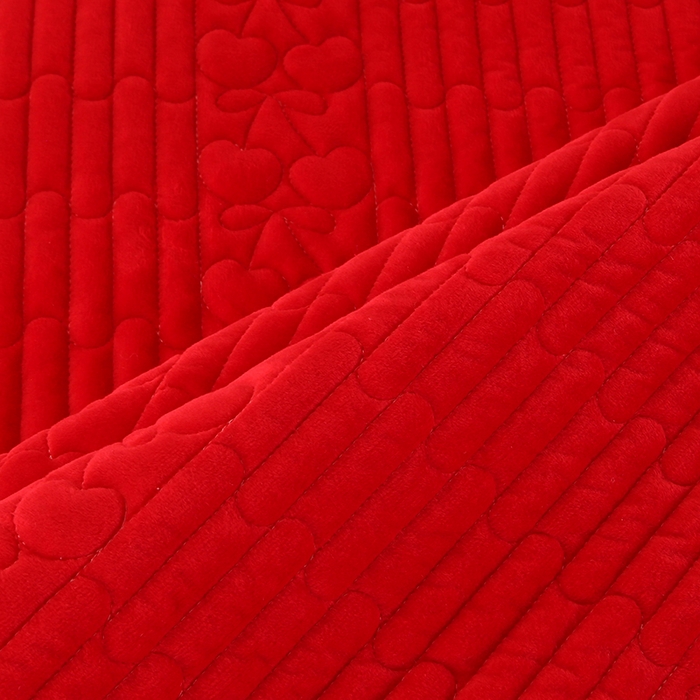 91家纺网 家纺一手货源 找家纺 栩裕纺织 2025新款宝宝绒夹棉单床盖-大蕾丝花边款 中国红