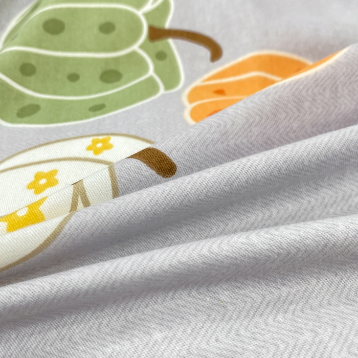 91家纺网 家纺一手货源 找家纺 昊翔家纺 2025新款100%全棉纯棉加厚磨毛四件套 南瓜甜心-灰