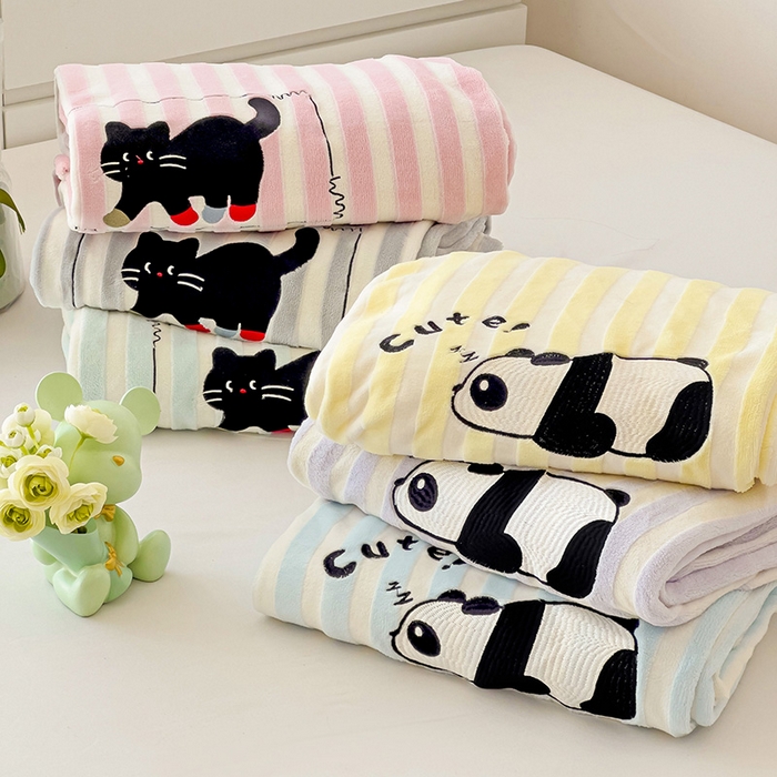 91家纺网 家纺一手货源 找家纺 （总）繁花家居 2025新款经典条纹系列绣花牛奶绒单品床单床笠床单床笠单件