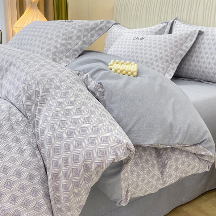 昊翔家纺 2025新款100%全棉纯棉加厚磨毛四件套 昔城-灰