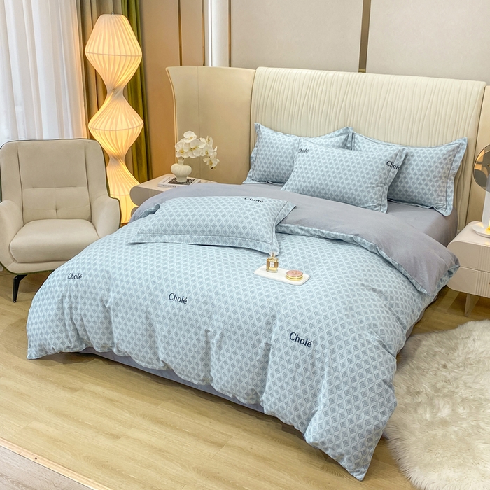 91家纺网 家纺一手货源 找家纺 昊翔家纺 2025新款100%全棉纯棉加厚磨毛四件套 昔城-蓝