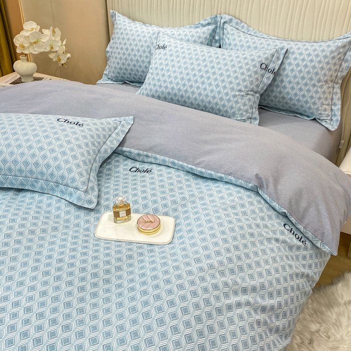 91家纺网 家纺一手货源 找家纺 昊翔家纺 2025新款100%全棉纯棉加厚磨毛四件套 昔城-蓝