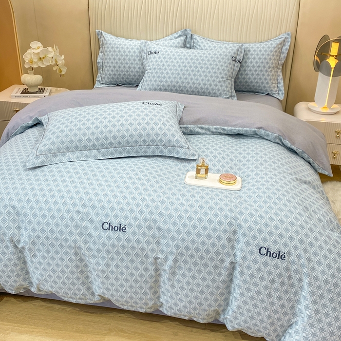 91家纺网 家纺一手货源 找家纺 昊翔家纺 2025新款100%全棉纯棉加厚磨毛四件套 昔城-蓝