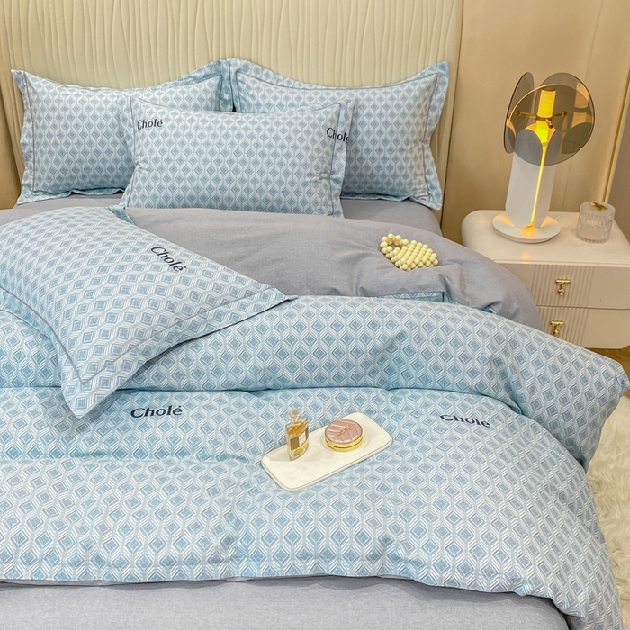 91家纺网 家纺一手货源 找家纺 昊翔家纺 2025新款100%全棉纯棉加厚磨毛四件套 昔城-蓝