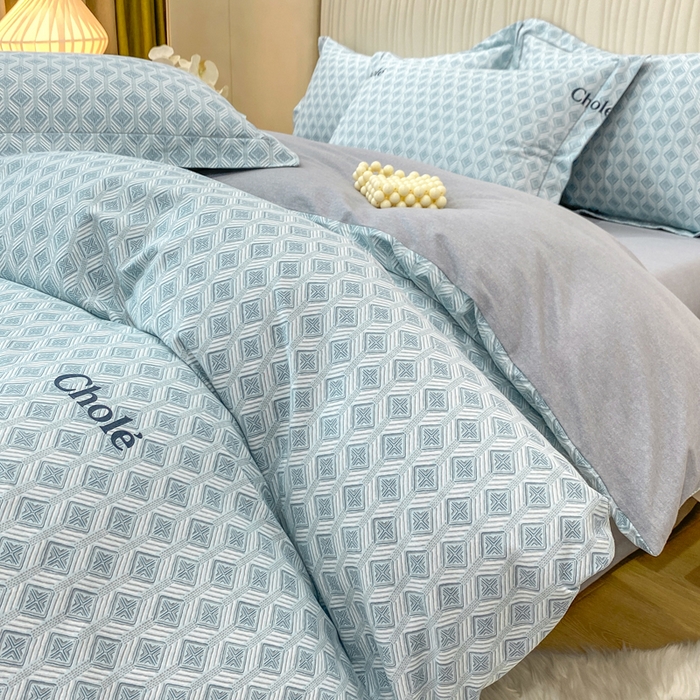 91家纺网 家纺一手货源 找家纺 昊翔家纺 2025新款100%全棉纯棉加厚磨毛四件套 昔城-蓝