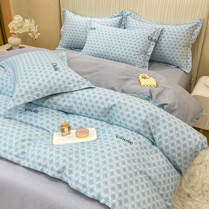 91家纺网 家纺一手货源 找家纺 昊翔家纺 2025新款100%全棉纯棉加厚磨毛四件套 昔城-蓝