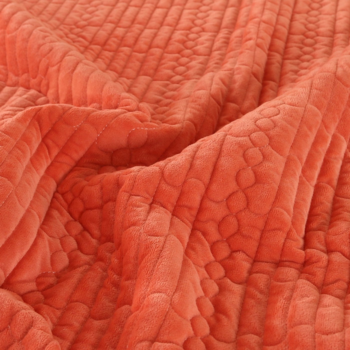 91家纺网 家纺一手货源 找家纺 栩裕纺织 2025新款宝宝绒夹棉单床盖-直边款 橙色