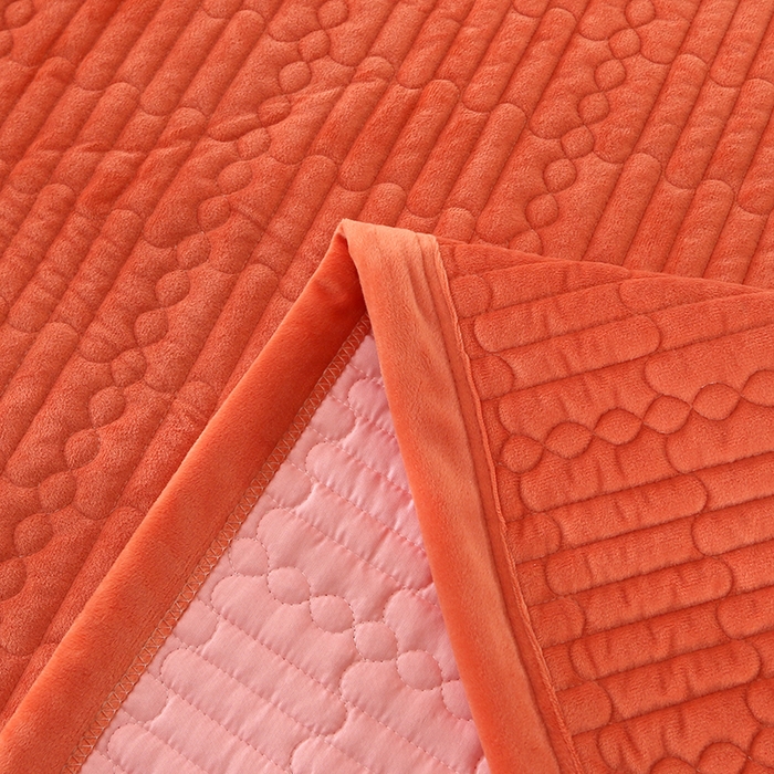 91家纺网 家纺一手货源 找家纺 栩裕纺织 2025新款宝宝绒夹棉单床盖-直边款 橙色