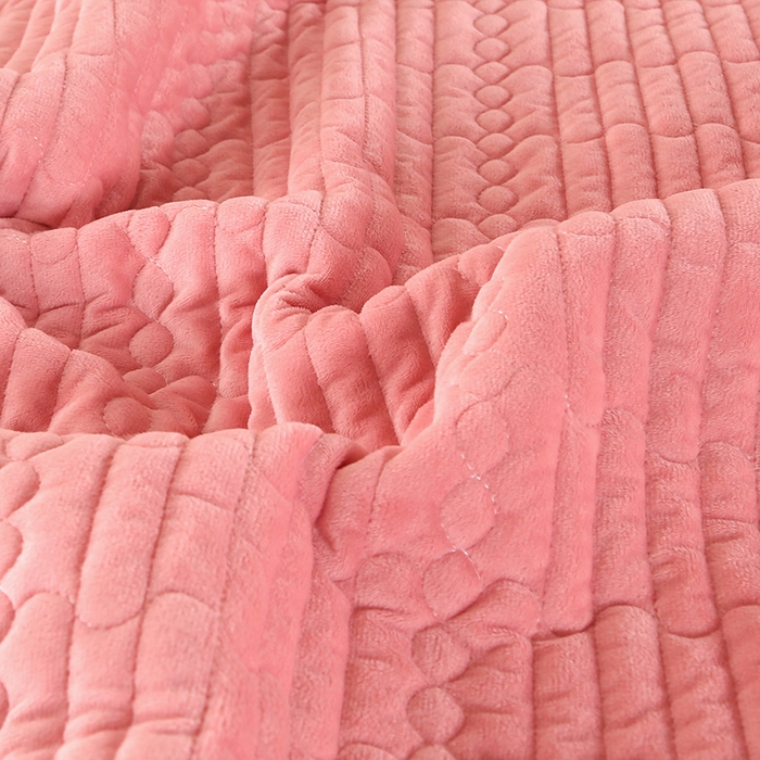 91家纺网 家纺一手货源 找家纺 栩裕纺织 2025新款宝宝绒夹棉单床盖-直边款 粉色