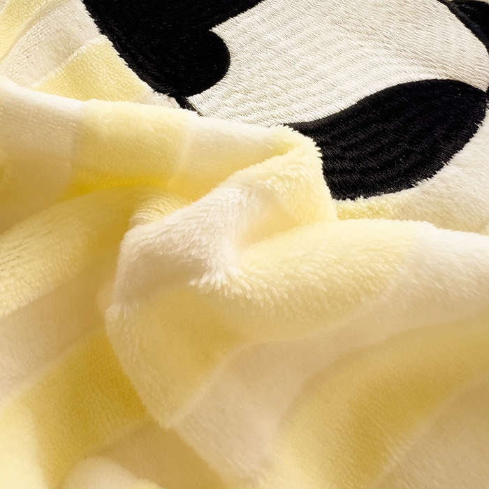 91家纺网 家纺一手货源 找家纺 繁花家居 2025新款经典条纹系列绣花牛奶绒单品床单床笠床单床笠单件 床单-黄条熊猫