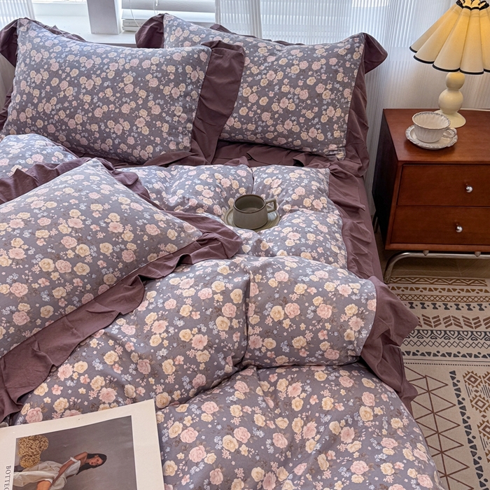 91家纺网 家纺一手货源 找家纺 芯贝儿 2025新款加厚原m有氧云感m提花四件套 花海