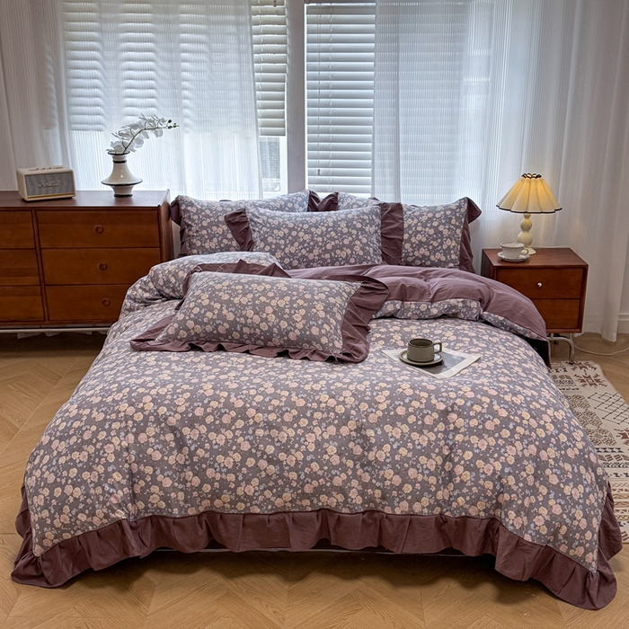 91家纺网 家纺一手货源 找家纺 芯贝儿 2025新款加厚原m有氧云感m提花四件套 花海