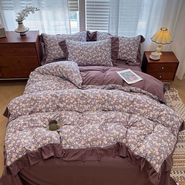 91家纺网 家纺一手货源 找家纺 芯贝儿 2025新款加厚原m有氧云感m提花四件套 花海