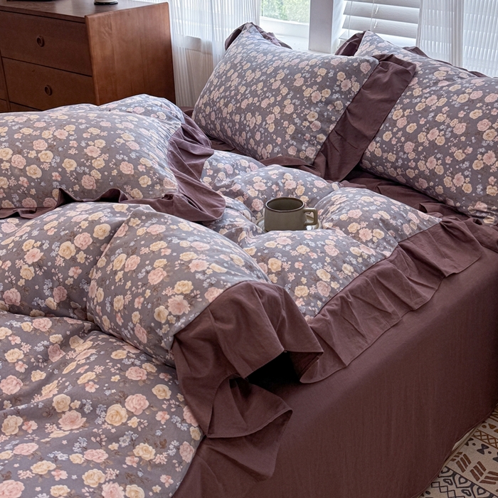 91家纺网 家纺一手货源 找家纺 芯贝儿 2025新款加厚原m有氧云感m提花四件套 花海