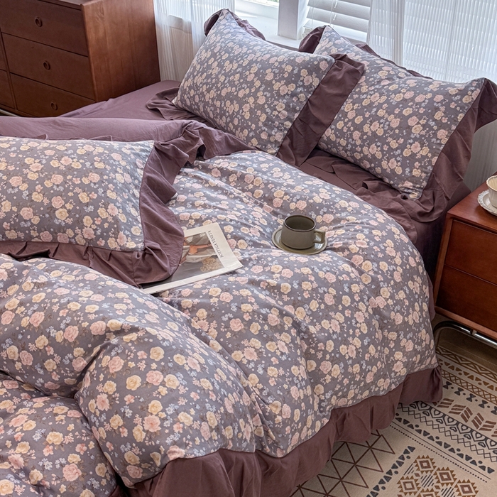 91家纺网 家纺一手货源 找家纺 芯贝儿 2025新款加厚原m有氧云感m提花四件套 花海