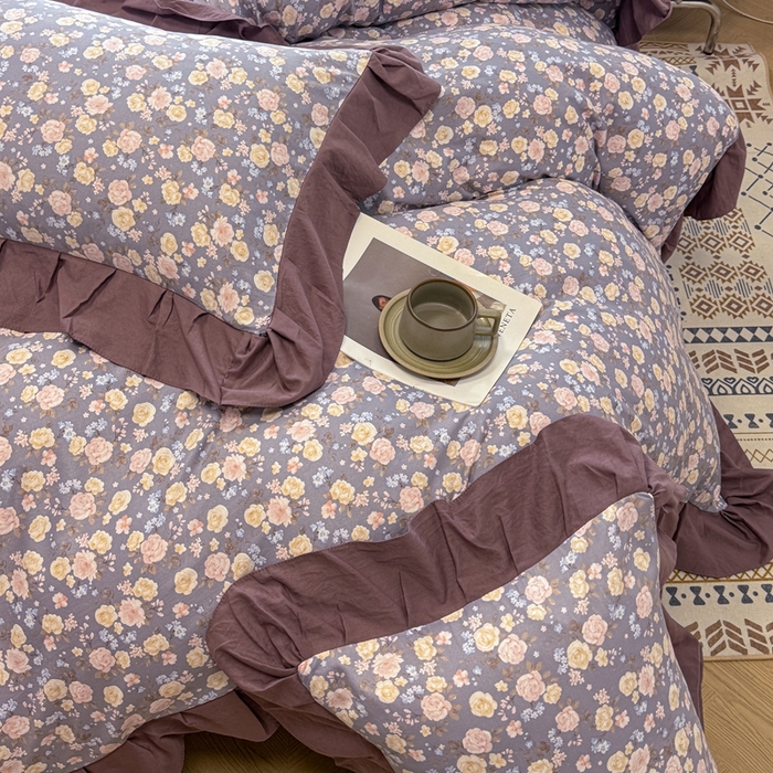 91家纺网 家纺一手货源 找家纺 芯贝儿 2025新款加厚原m有氧云感m提花四件套 花海