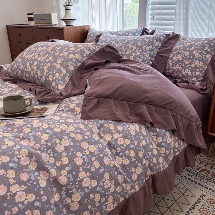 91家纺网 家纺一手货源 找家纺 芯贝儿 2025新款加厚原m有氧云感m提花四件套 花海